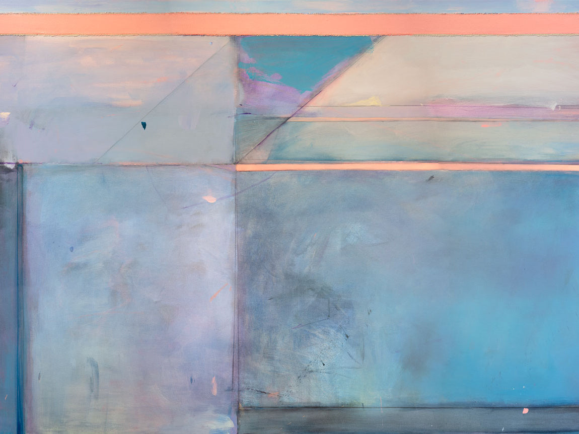 A pink and blue abstract art print by Kelly Rossetti.