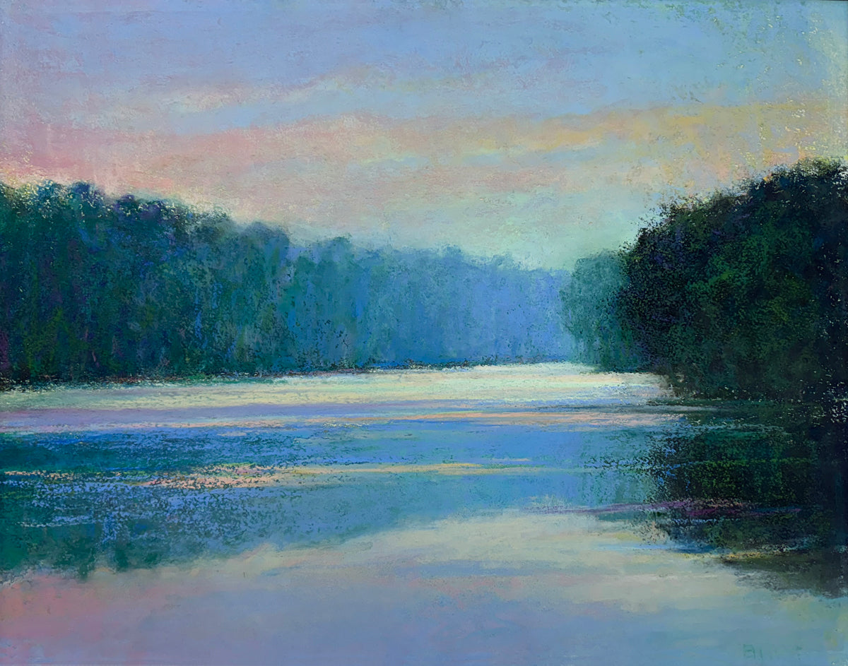 The Blue and Rose Lake - Original Painting