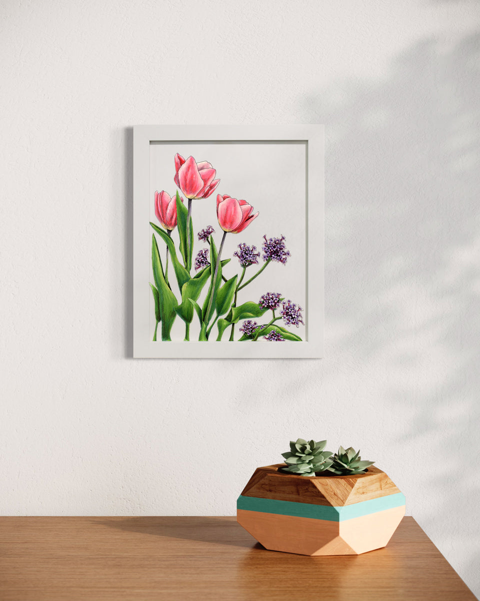 Neighborhood Tulips - Original Drawing