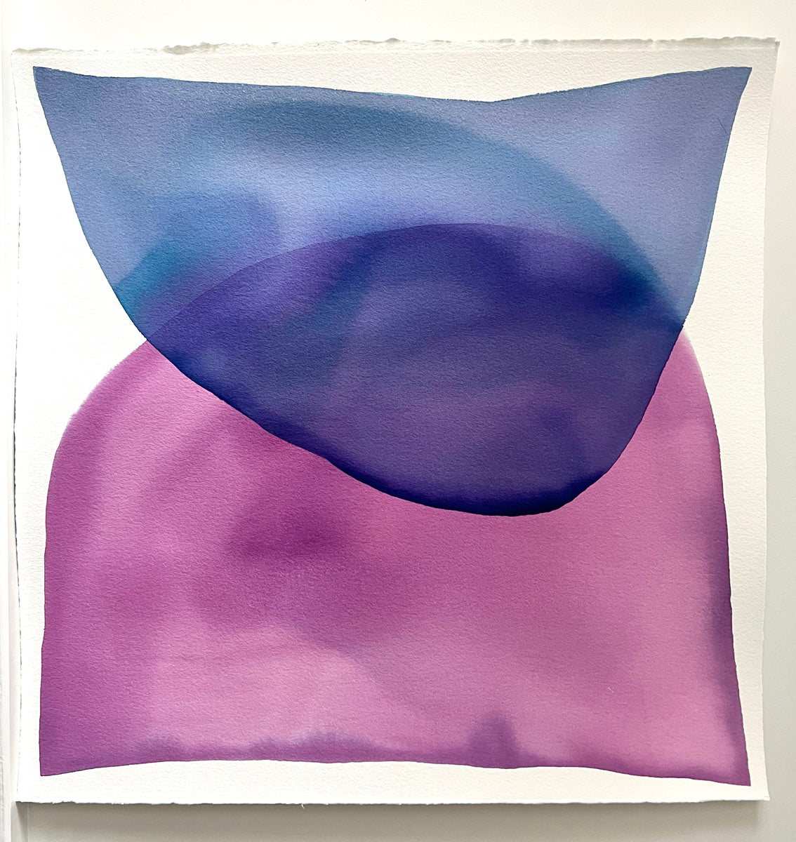 A blue and violet minimalist watercolor painting by Nealy Hauschildt. 