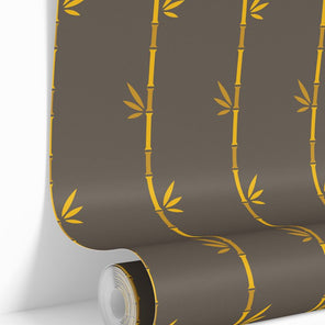 Brown and Gold Bamboo Wallpaper