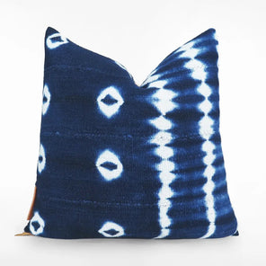 Dark Blue & White Shibori Tie Dye Cushion