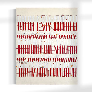 Original abstract painting with white and gray patterns on a white background