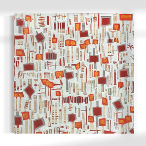 Original abstract painting with white and gray patterns on a white background