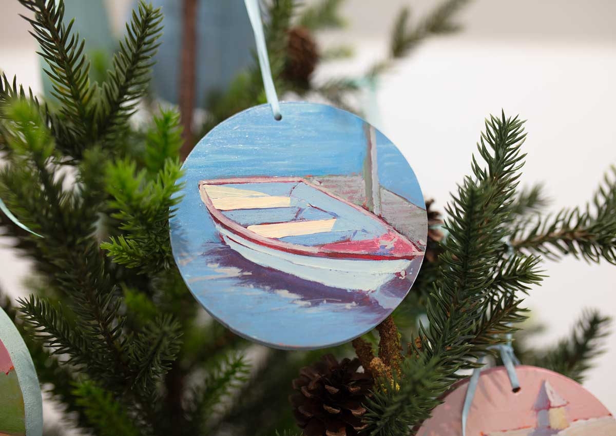 Lonely Skiff - Painted Ornament