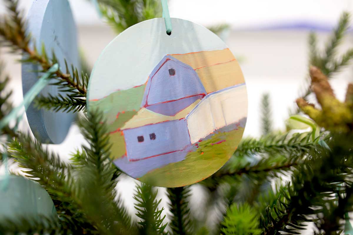 Muted Barn - Painted Ornament