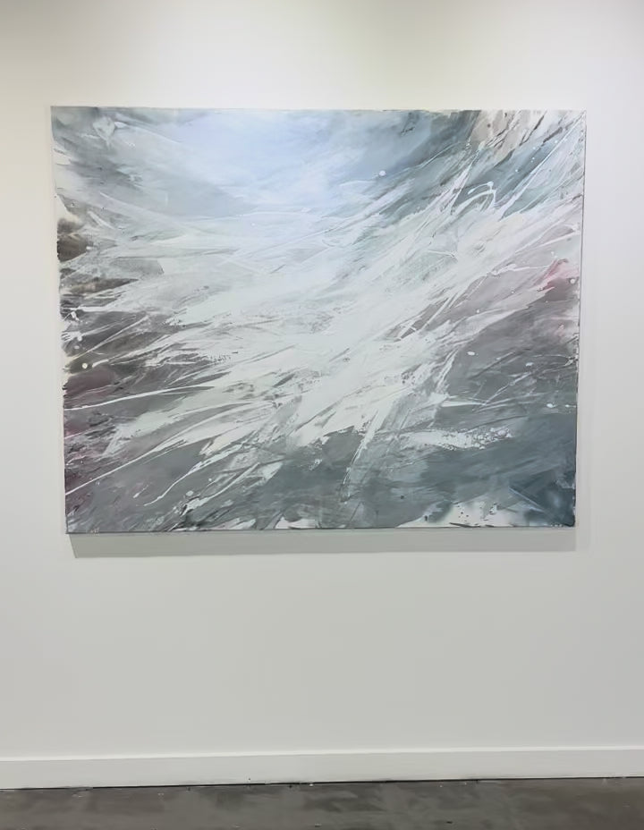 Video of a and original Teo Guererra abstract painting on the wall.