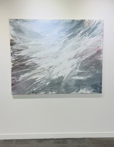 Video of a and original Teo Guererra abstract painting on the wall.