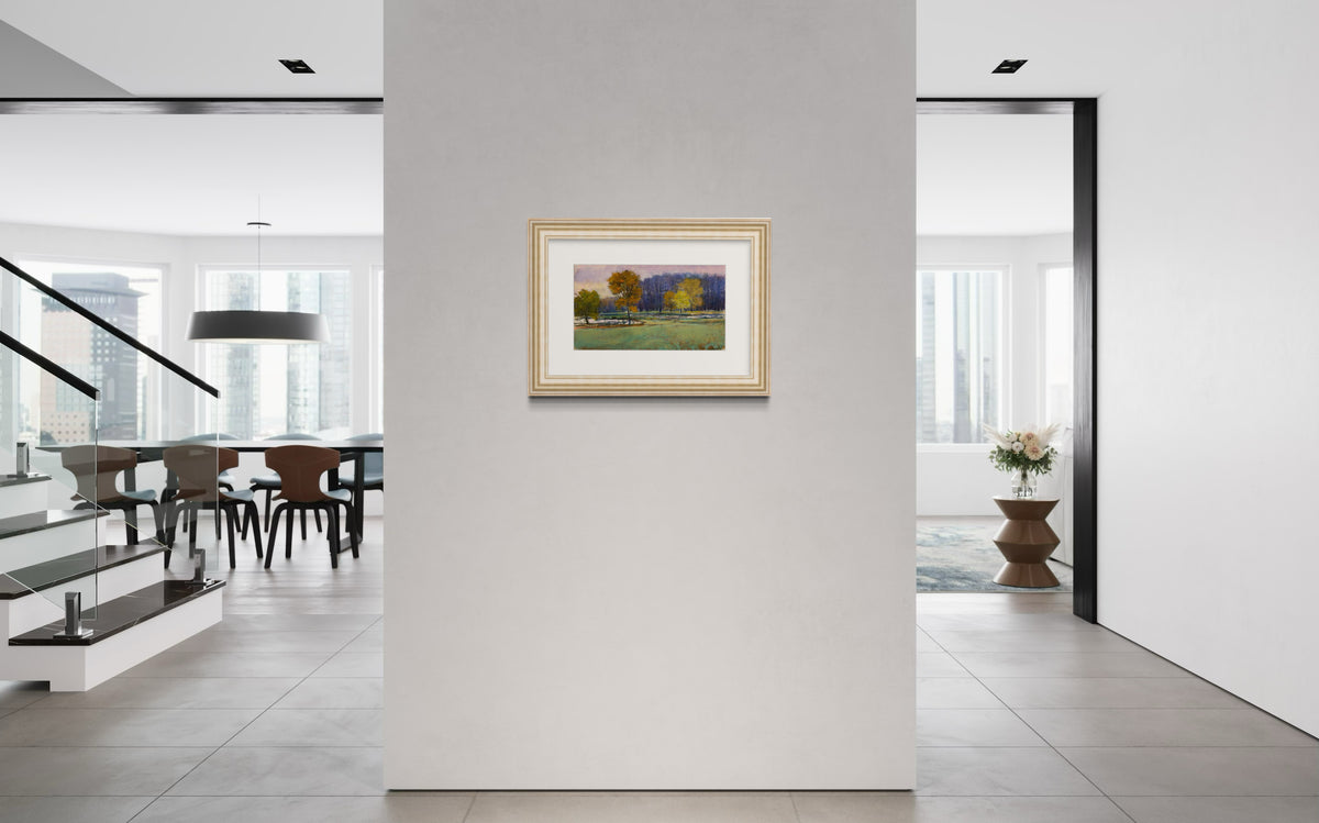 Framed artwork on a wall in a modern interior setting