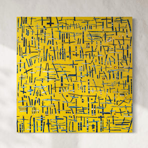 Original abstract painting with white and gray patterns on a white background