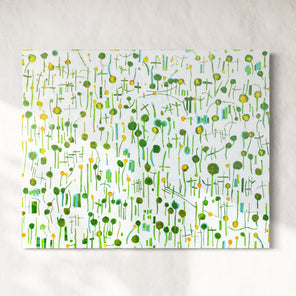 Original abstract painting with white and gray patterns on a white background