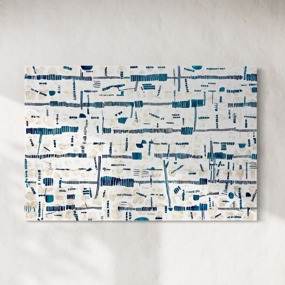 Original abstract painting with white and gray patterns on a white background