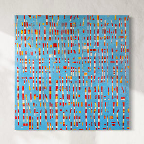 Original abstract painting with white and gray patterns on a white background