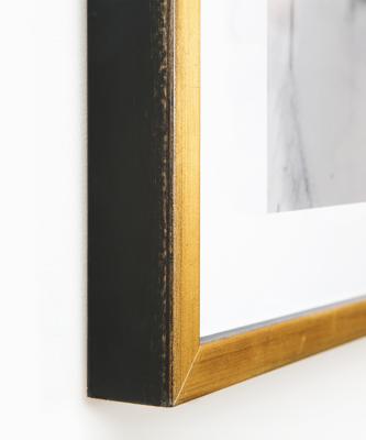 Warm gold frame with black sides