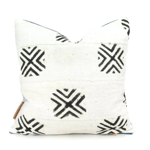 White Graphic Mudcloth Accent Pillow