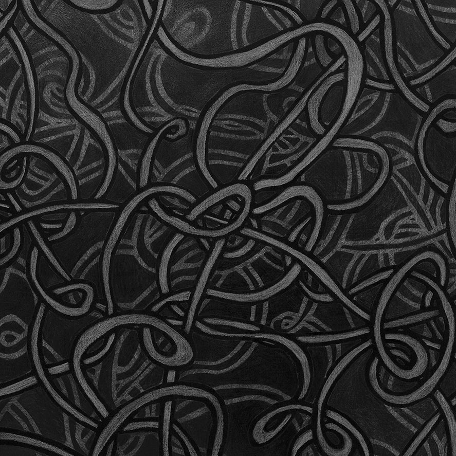 A grey and dark grey abstract print by Roger Mudre.