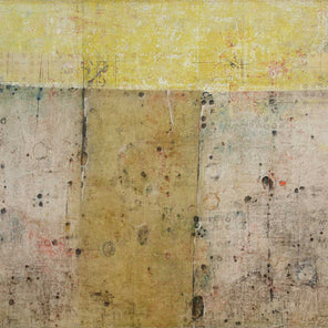 A light yellow and grey modern abstract painting by Stanley Bate.