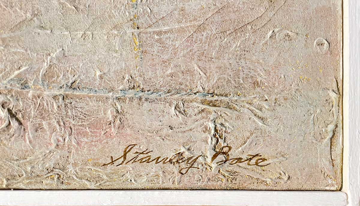 A close up of the artist's signature in the bottom right hand corner.