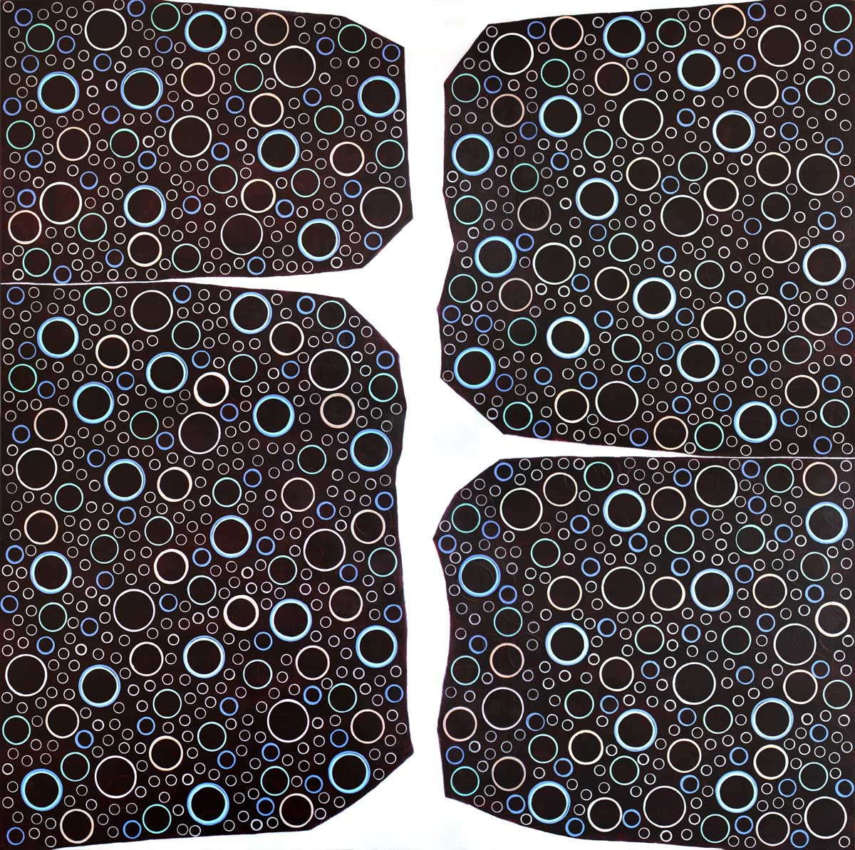 A multicolored abstract print by Sofie Swann.