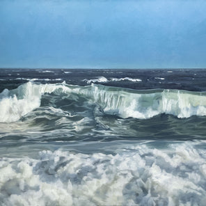 A coastal painting of ocean waves by John Harris.