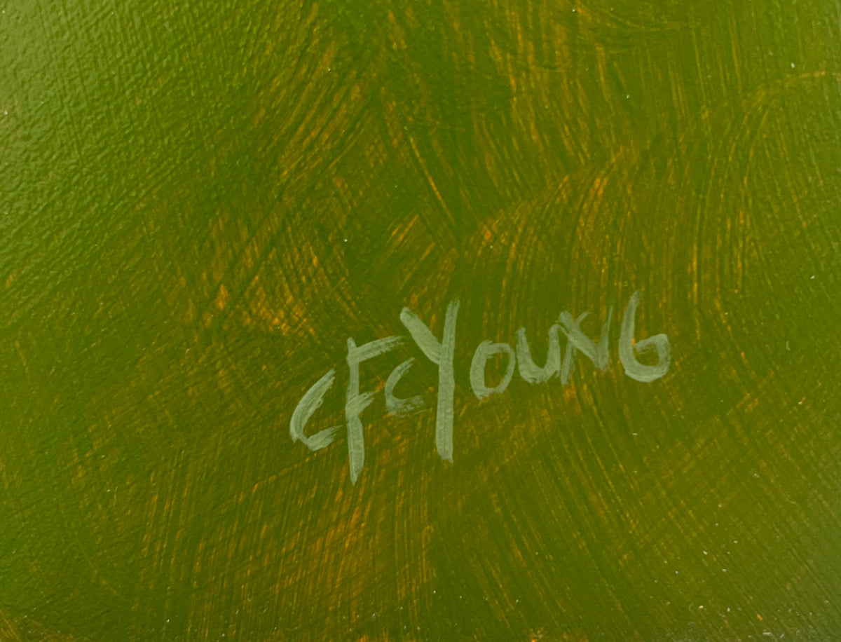 A detail shot of the signature of the artist, Carol Young.