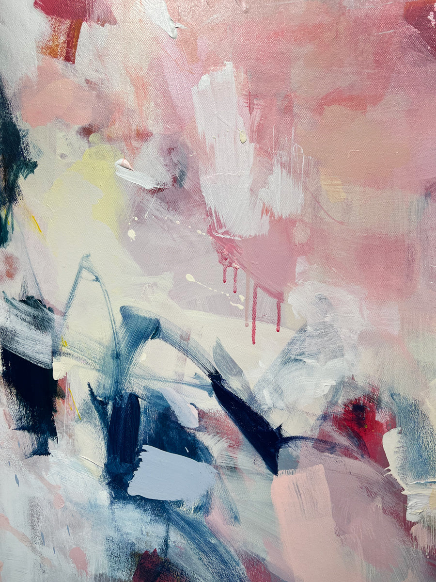 A detail shot of an abstract painting by Kelly Rossetti.