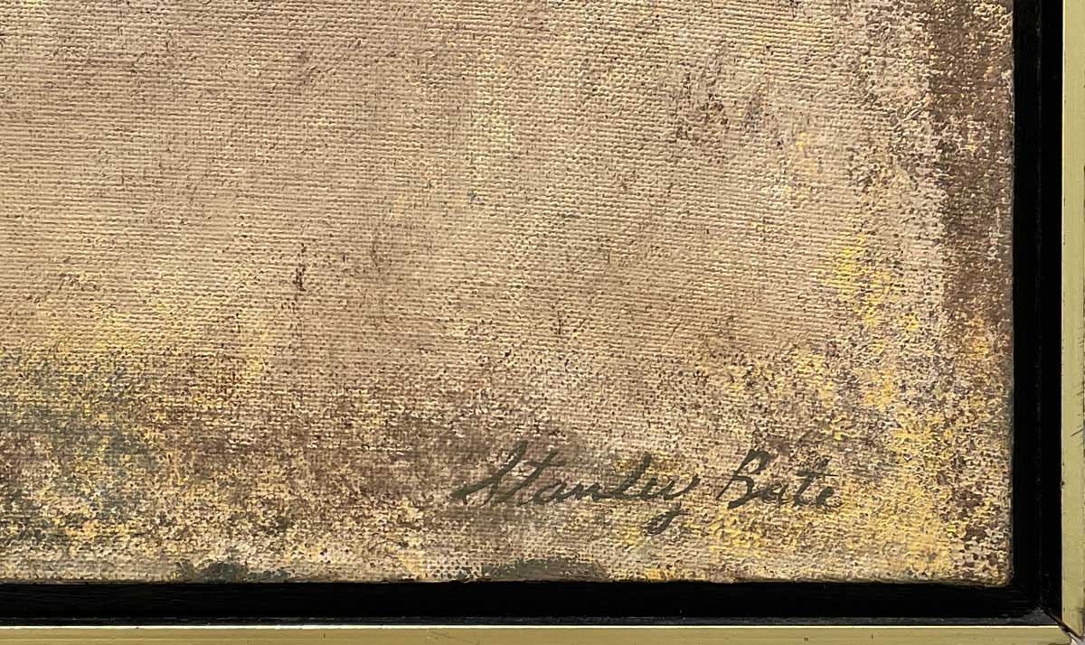 An up close view of the artist's signature in the bottom right hand corner.