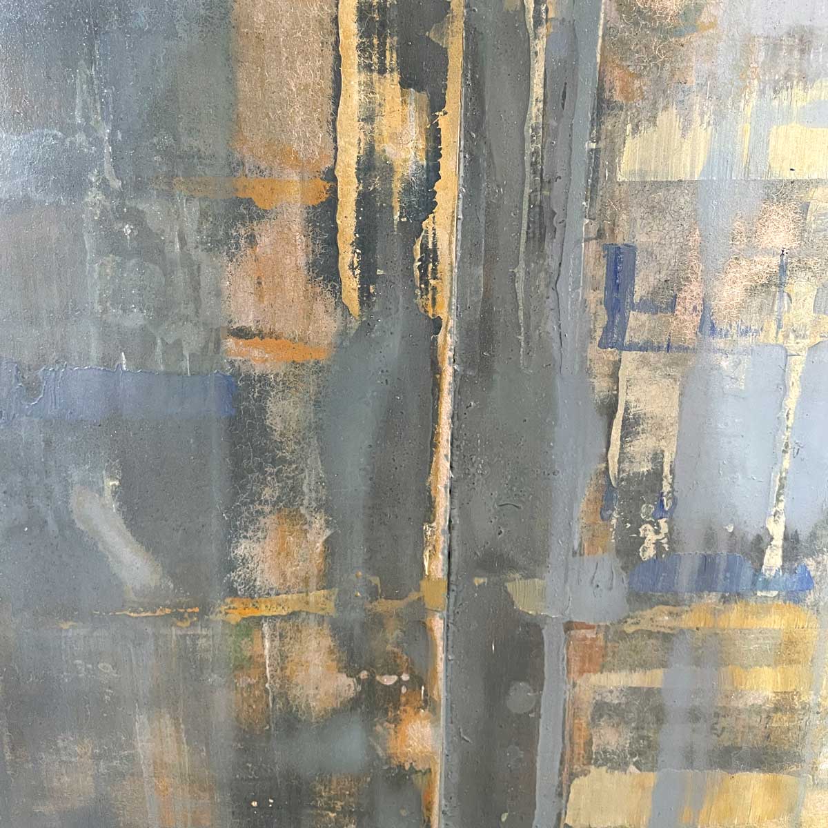 A close up detail image of the textured paint from an abstract painting by Ned Martin.