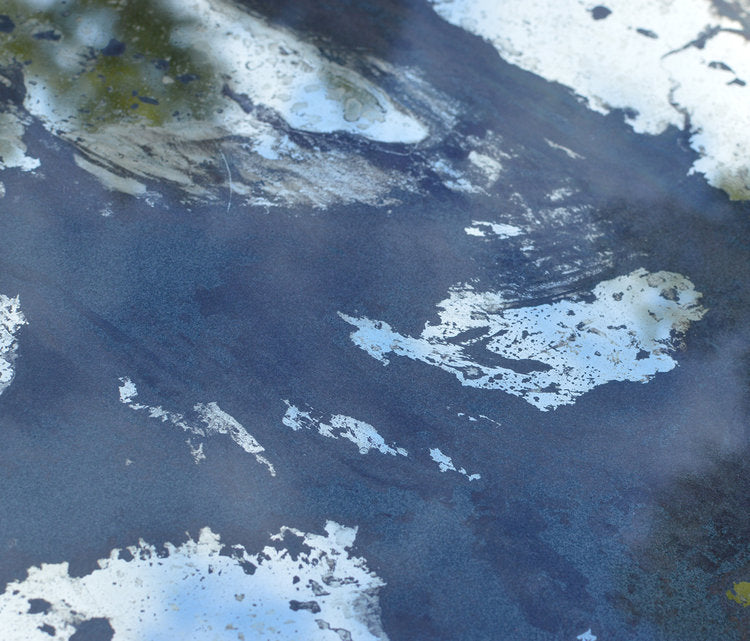 Detailed, close up of the texture from mixed media painting on mirror. 