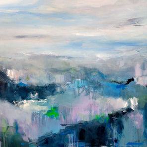 An abstract landscape painting by Kelly Rossetti.