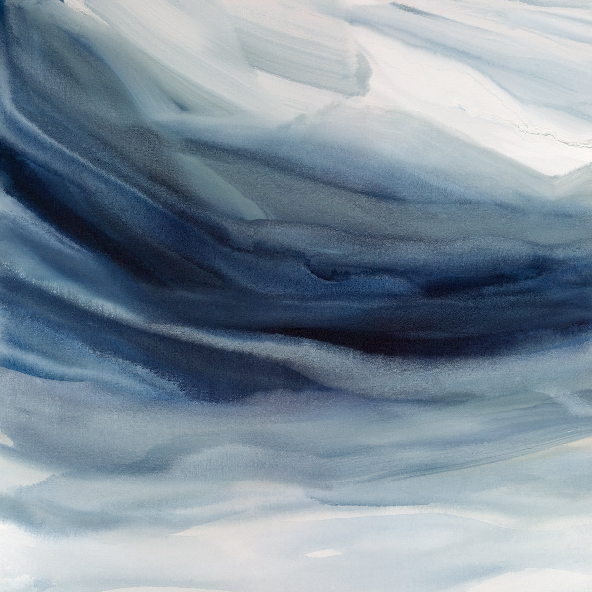 A blue, navy and white abstract print by Teodora Guererra.