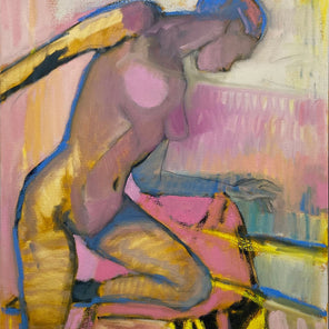 A warm-toned abstract figurative painting by Kelly Rossetti. 