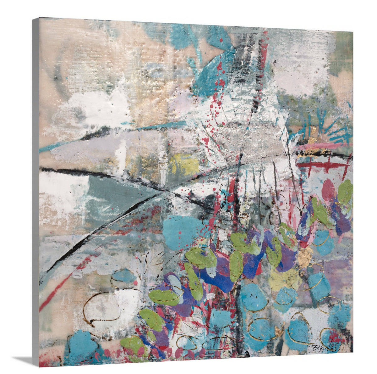 A print of Linda Bigness' painting, Marks of Passion, on canvas.