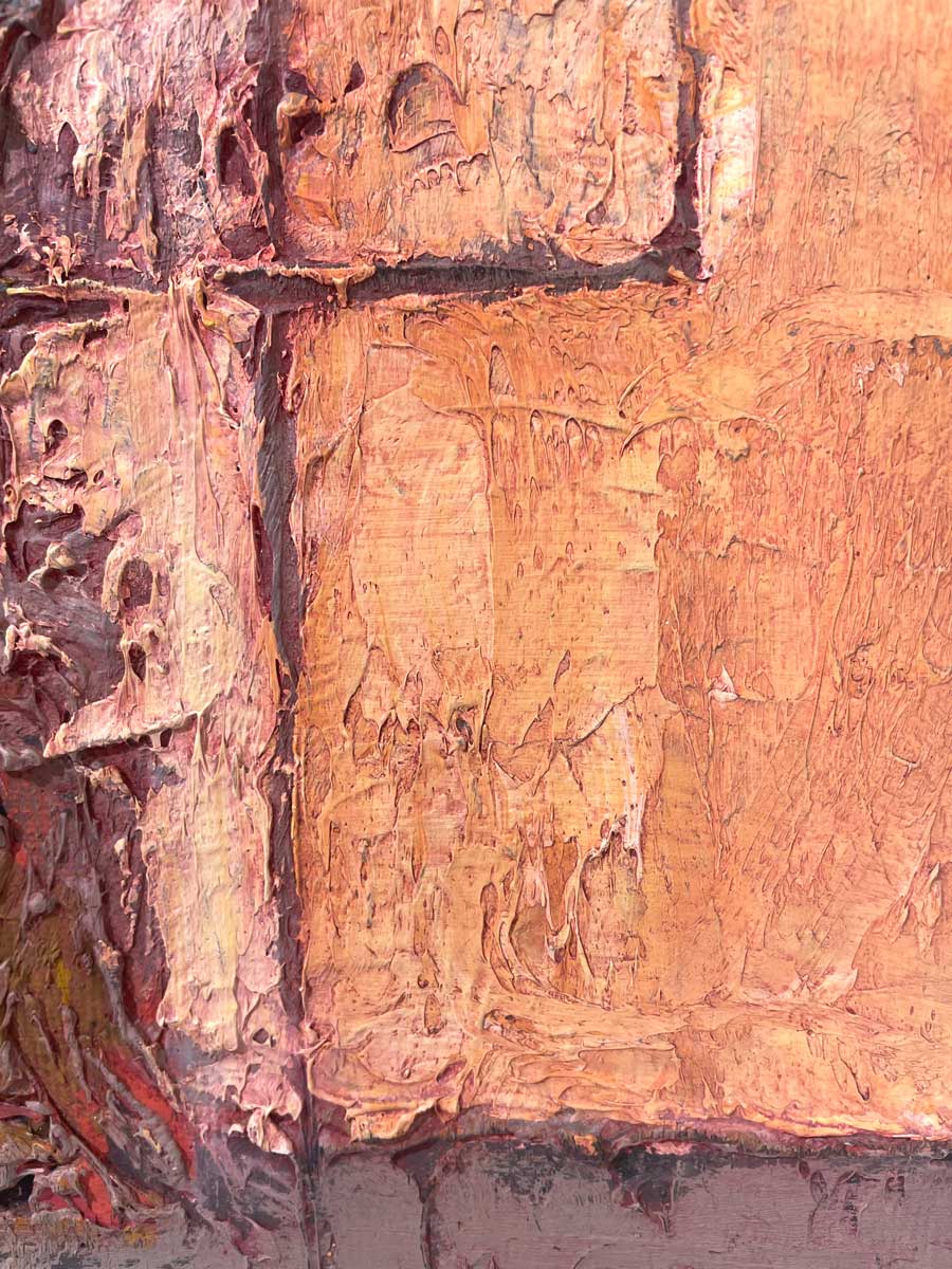 A close up the texture of the paint.