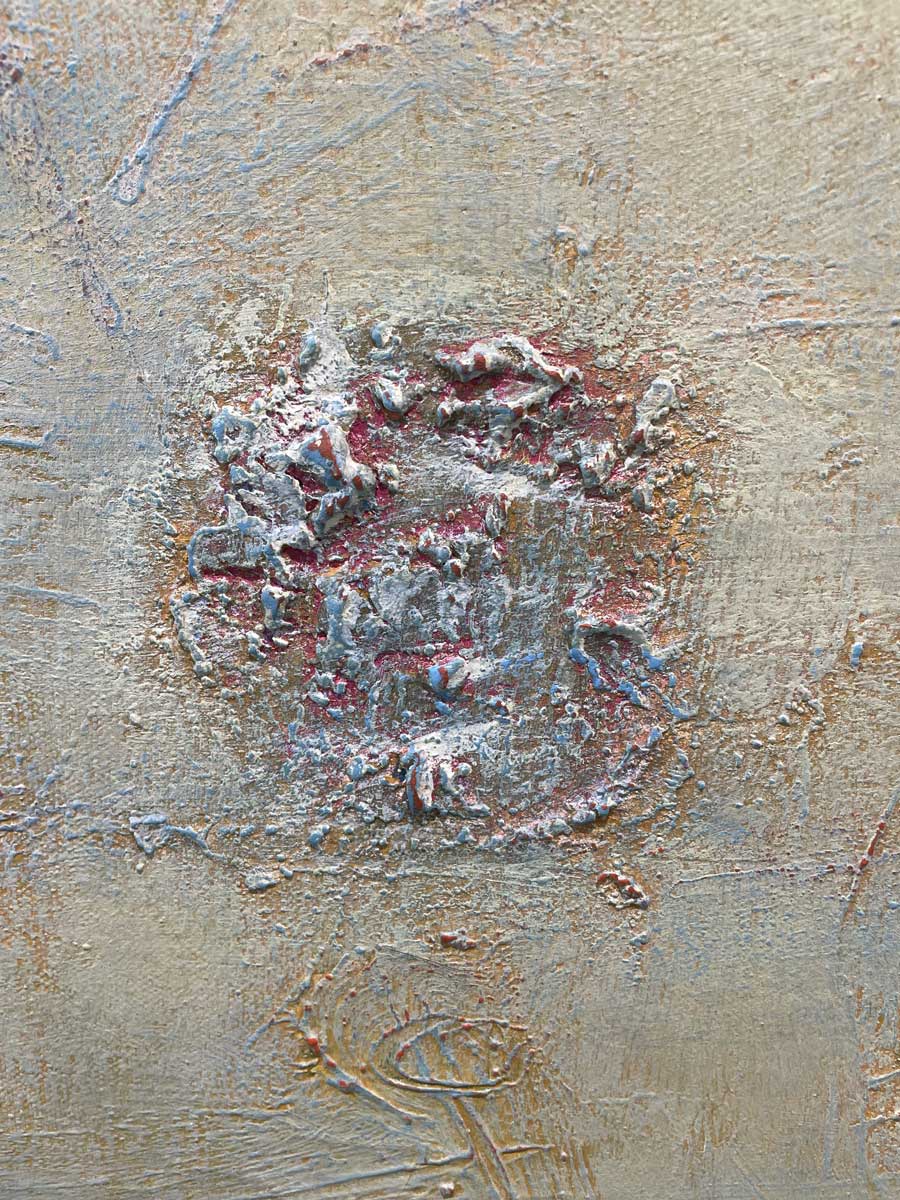 A close up of the different textures of white paint.