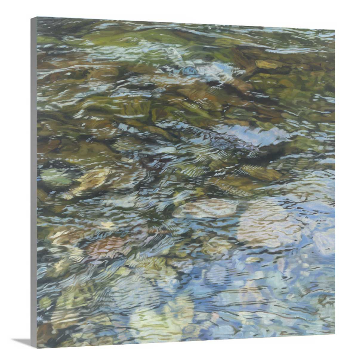 A print of John Harris' painting, Riverbed, on canvas.