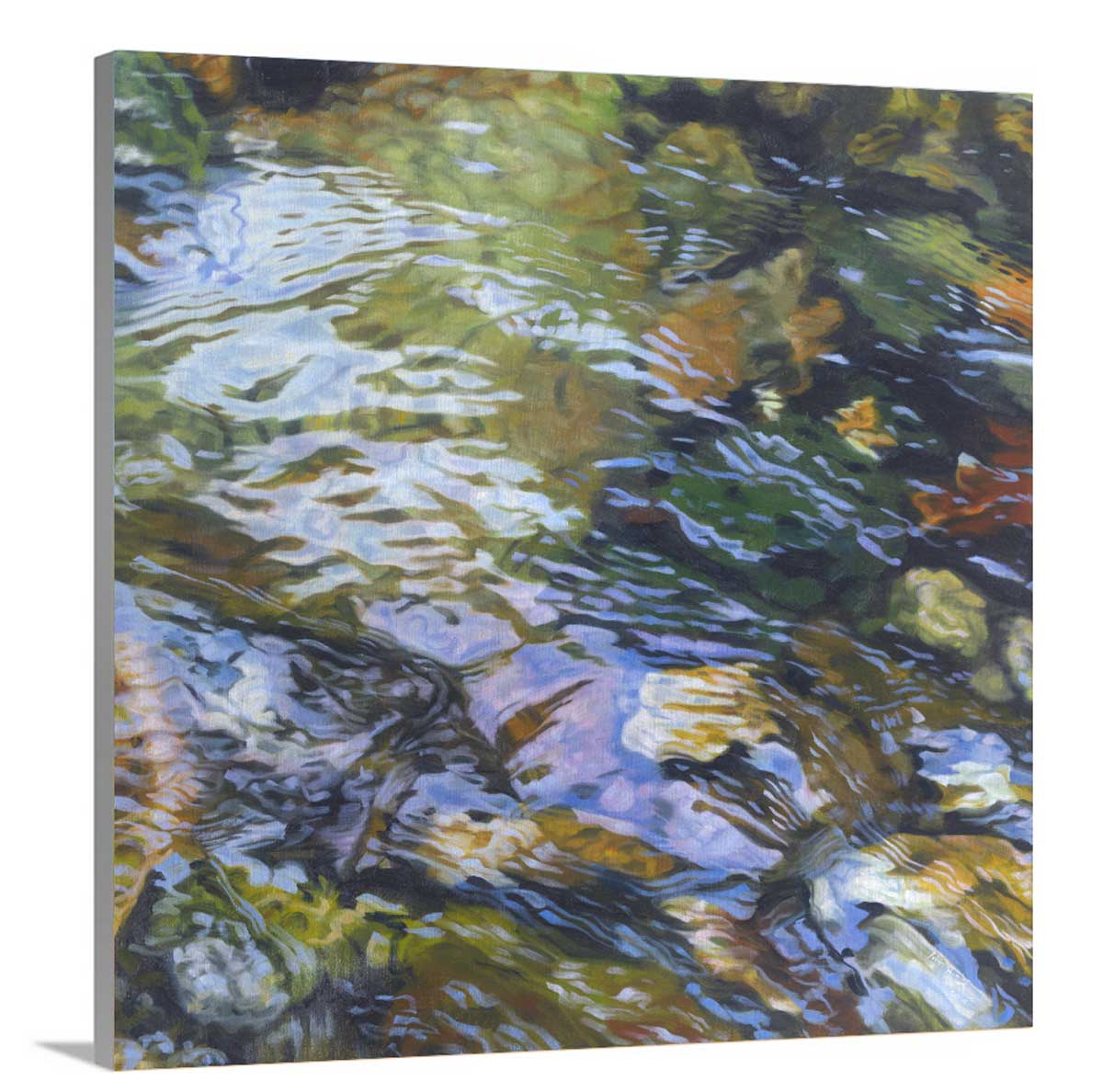 A print of John Harris' painting, Rocky River 7, on canvas.