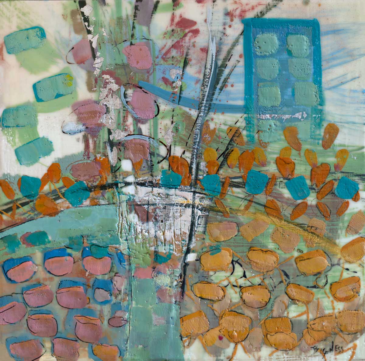An abstract nature-inspired print by Linda Bigness. 