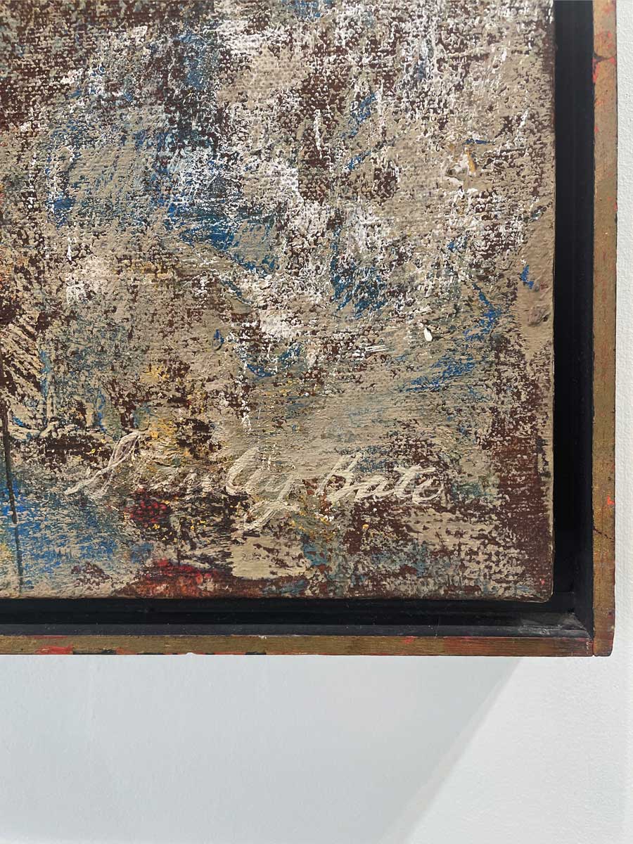 A close up detail of the artist's signature in the bottom right hand corner.