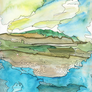 A blue and green abstract landscape by Melissa Kircher. 