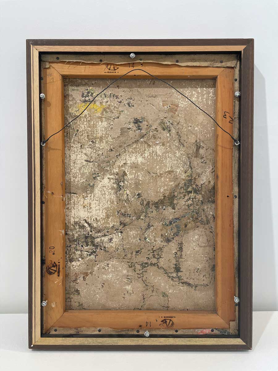 The back of the painting with the hanging wire.