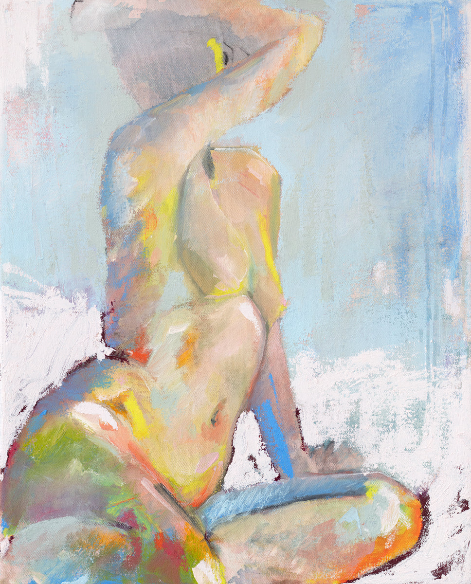 A multicolored abstract figural print by Kelly Rossetti.
