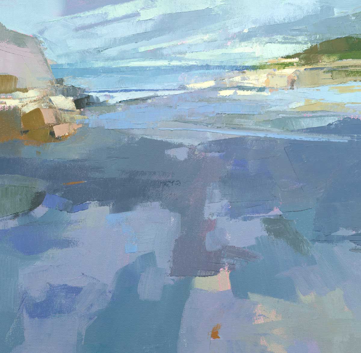A blue, purple and green abstract landscape print by Bri Custer.