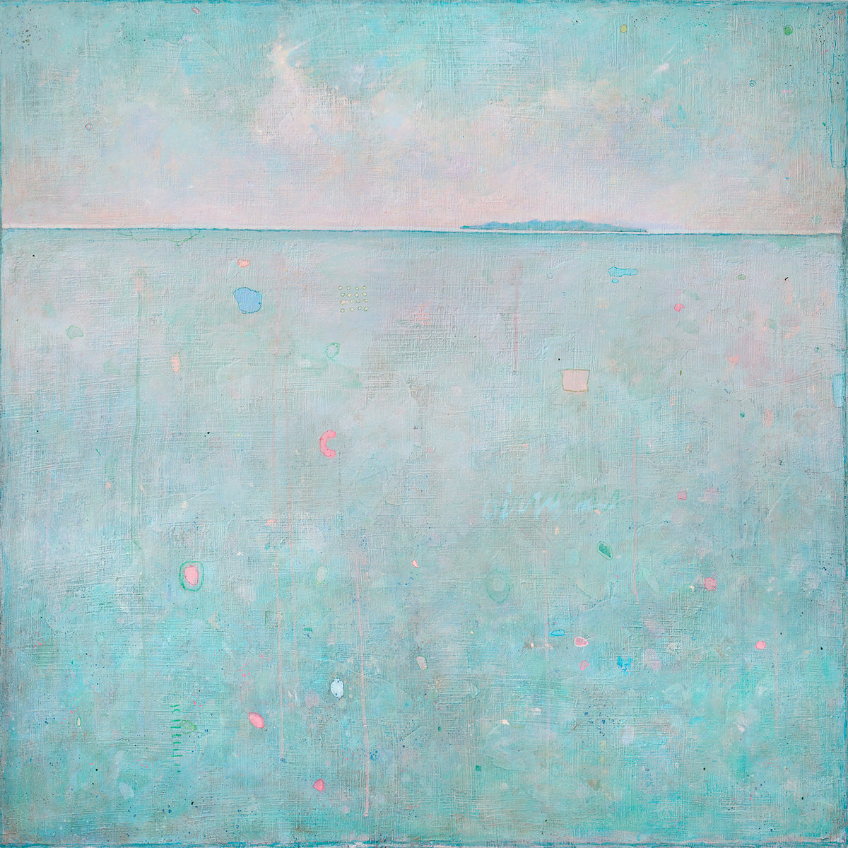 A light blue abstract landscape print by Elwood Howell.