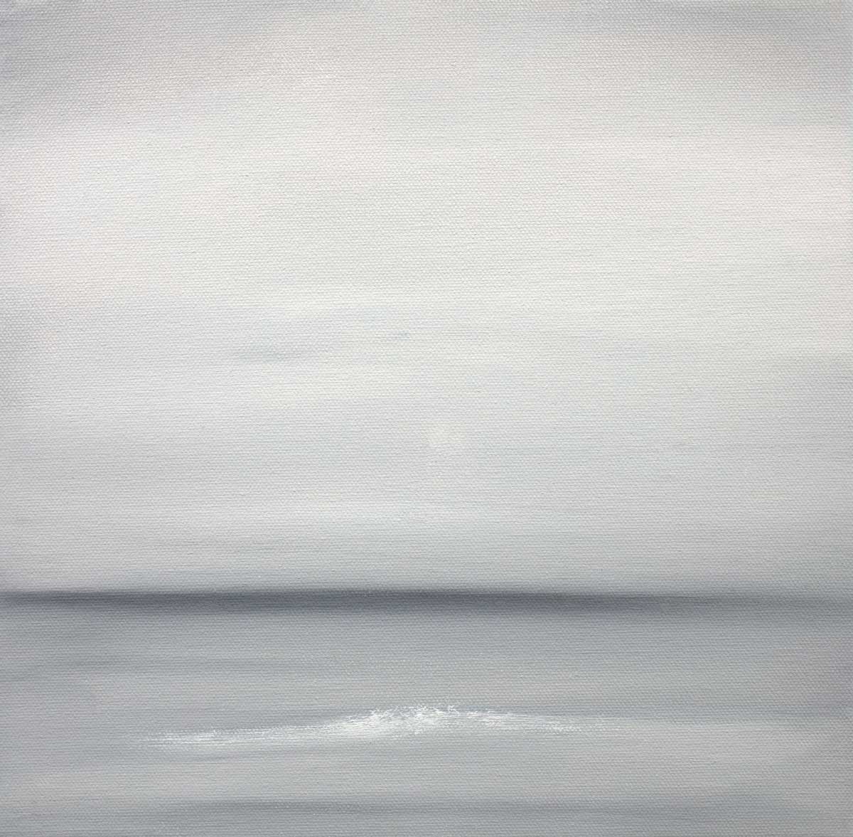 A tonal grey and white abstract painting by Tony Iadicicco.