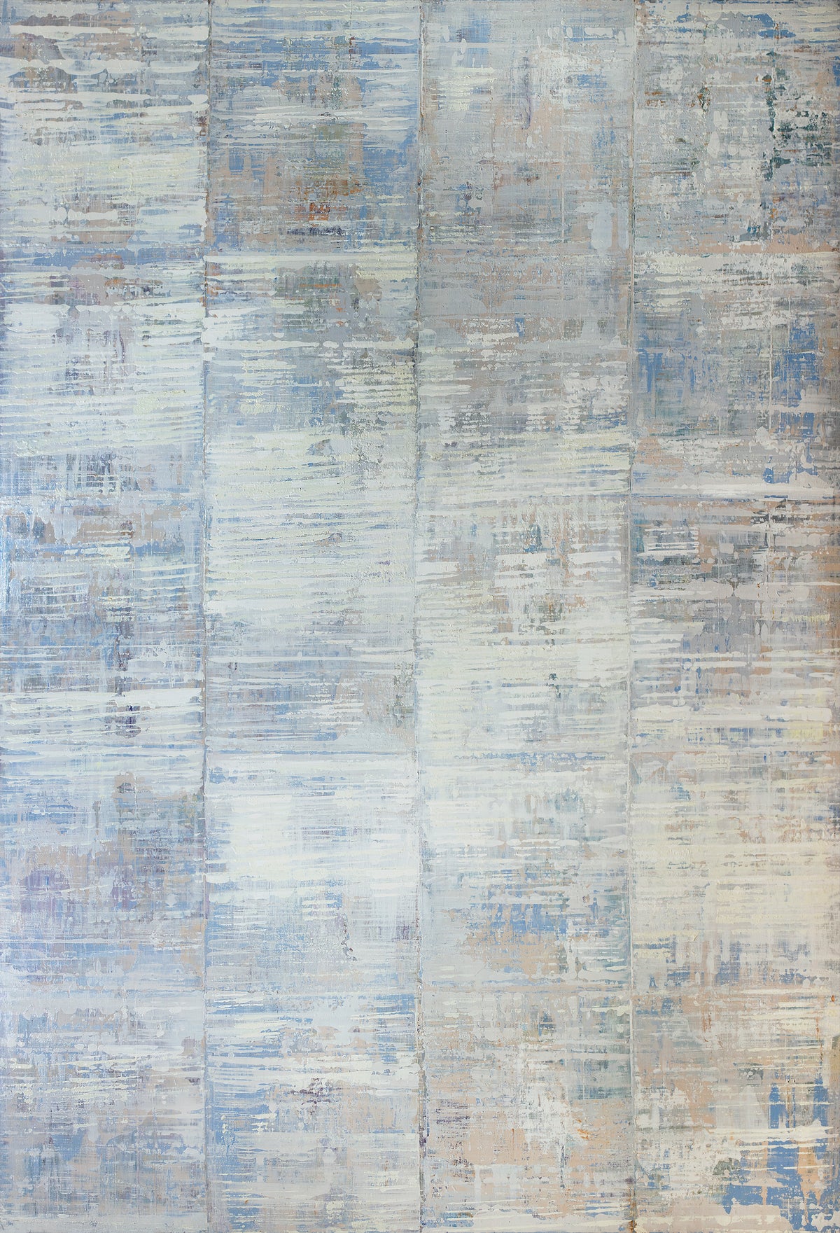 A white and blue abstract print by Ned Martin.