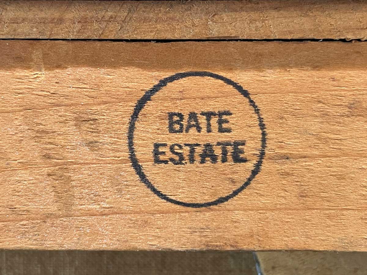 A close up of the seal for the Bate estate.