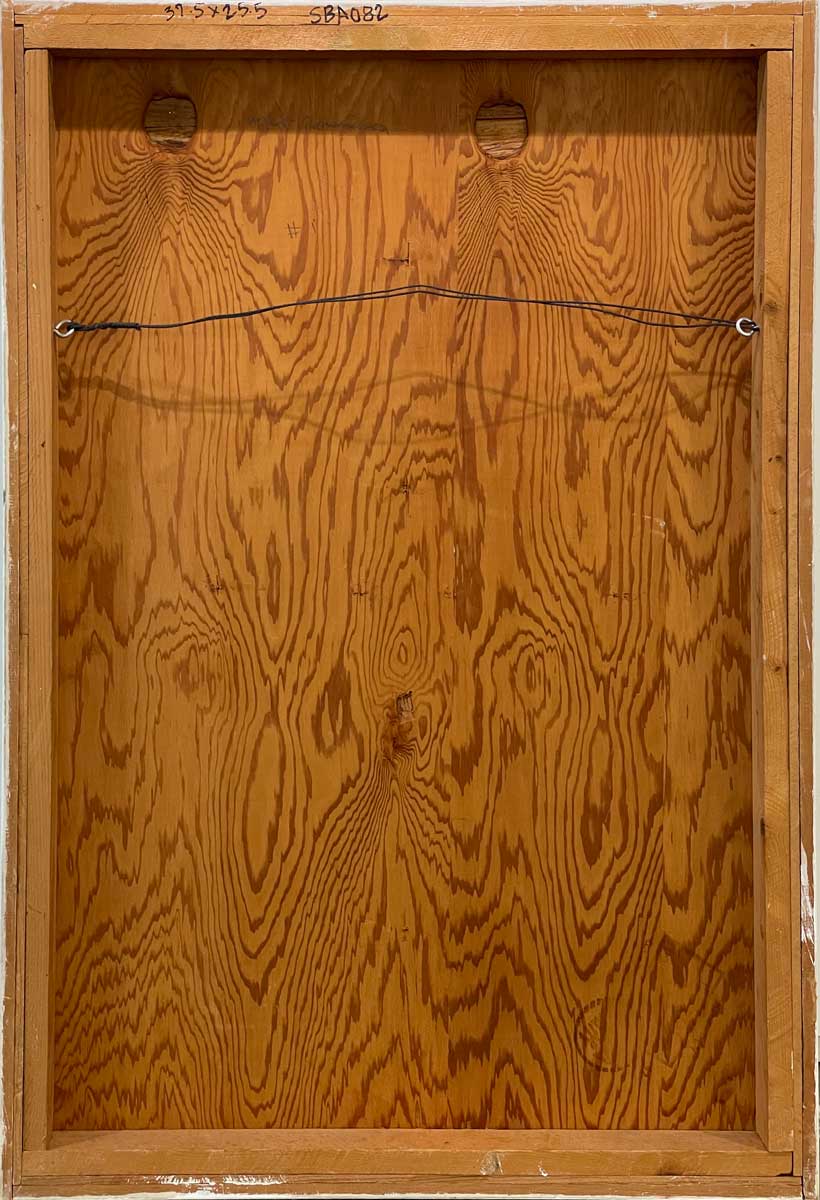 The back of the panel with a hanging wire.