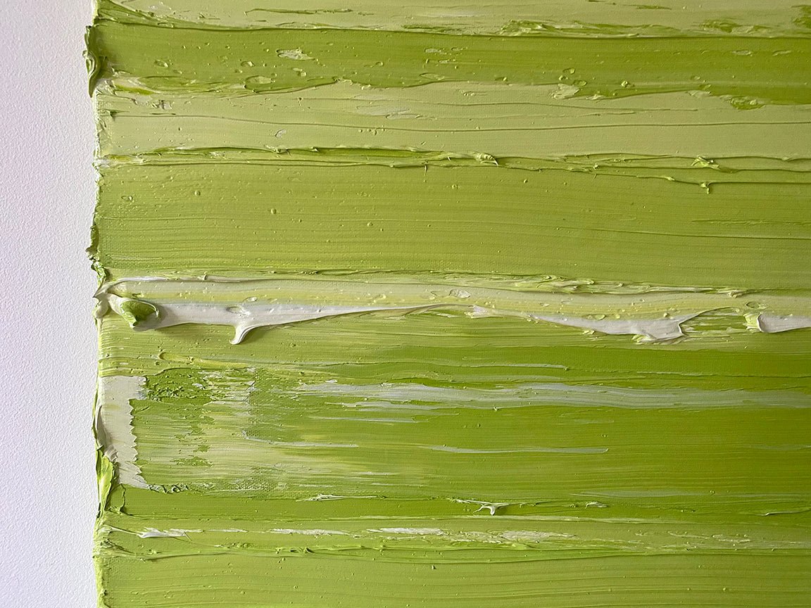 A close up detail of the textured paint from the abstract painting by Teodora Guererra.