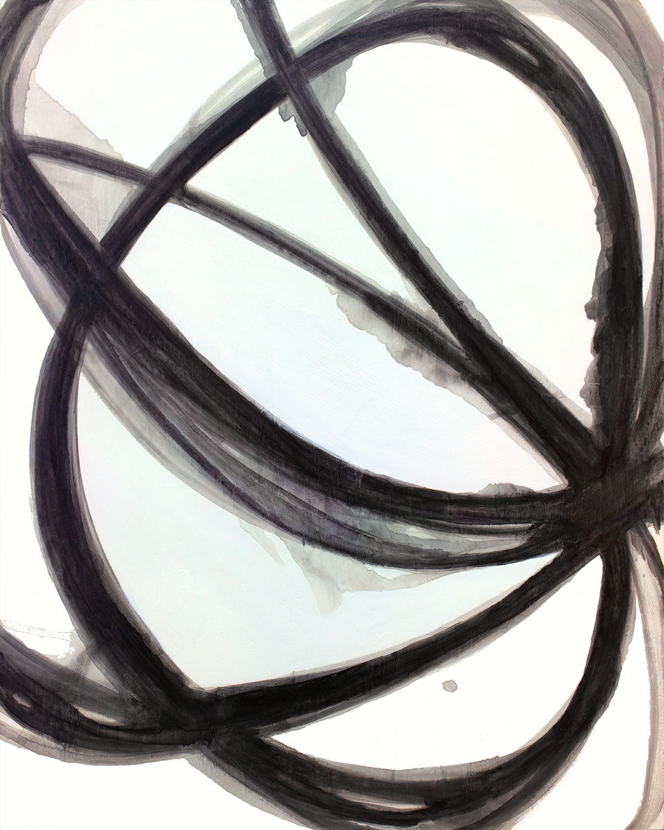 A black and white abstract print by Mary Gaspar. 